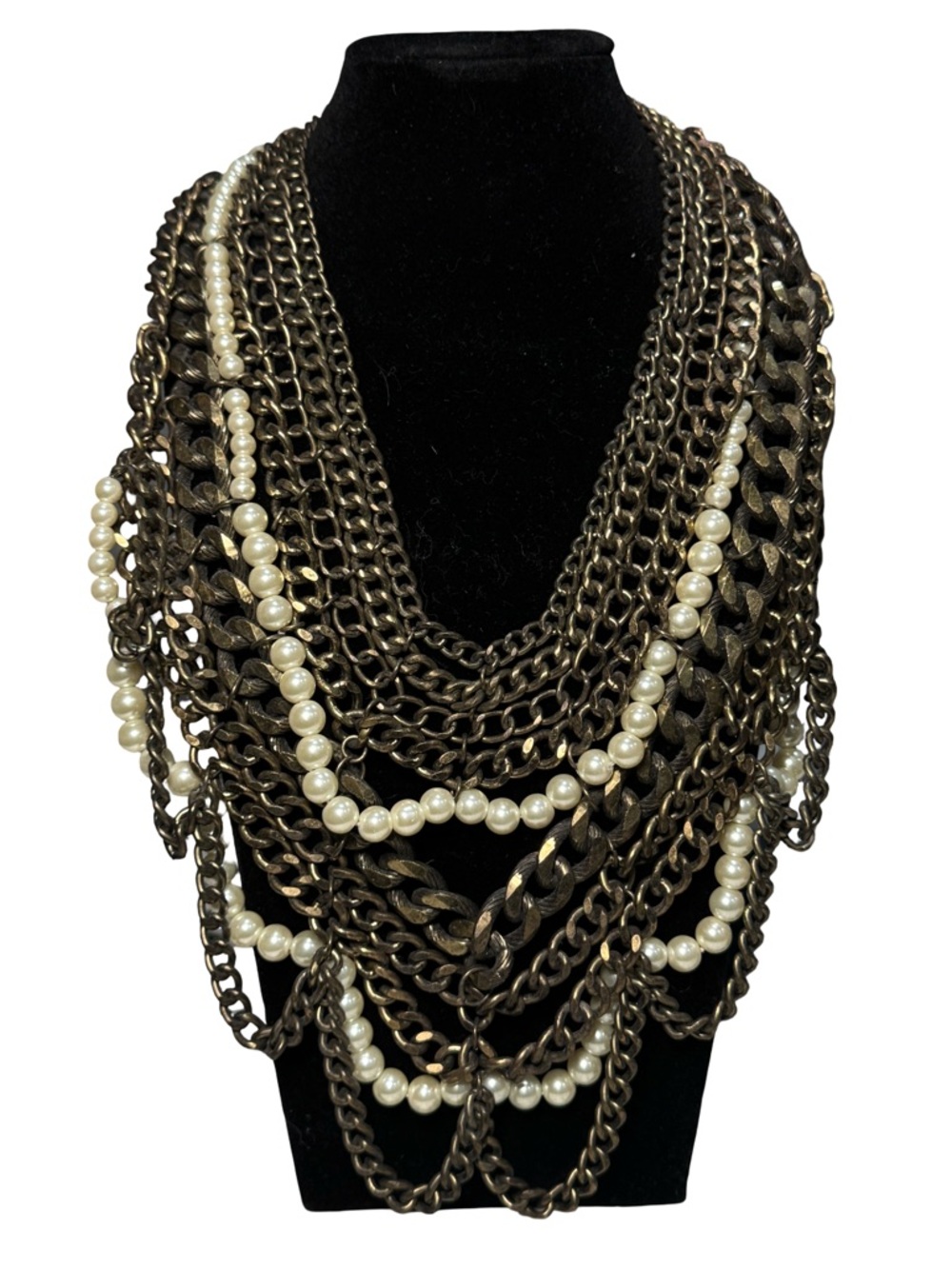 🌟🤎 BaubleBar Gold-Tone Multi-Chain Necklace with Cream‎ Pearls 🤎🌟